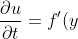 \frac{\partial u}{\partial t} =f'(y) \cdot \frac{\partial }{\partial t}\left(\frac{2x}{\sqrt{t}} \right) =-\frac{x}{t^{-\frac{3}{2}}}f'(y)=-\frac{y}{2t}f'(y)